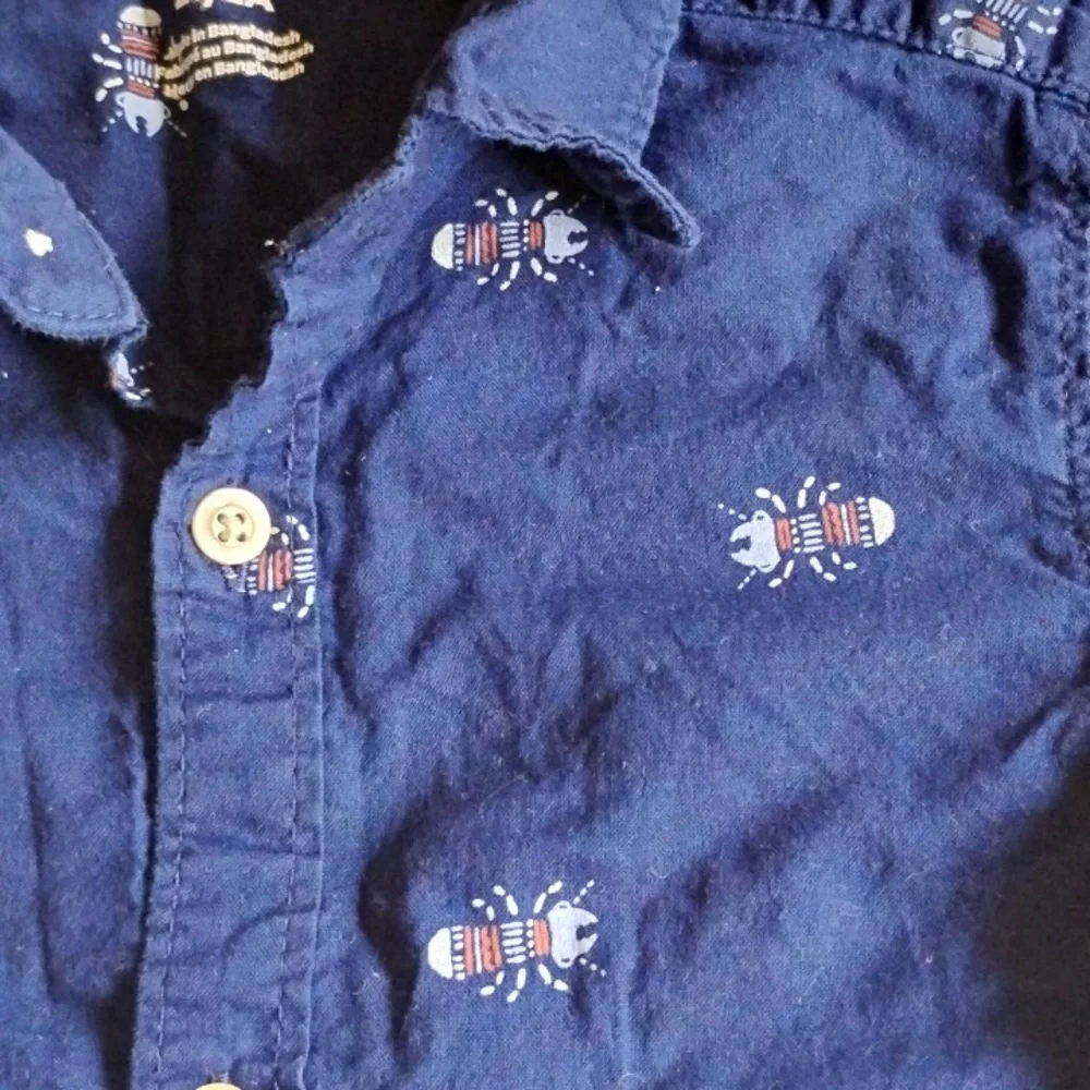 Two Zara Carter's 100% Cotton Button Down Shirt 2Y-3Y 2T Bugs Palm Trees